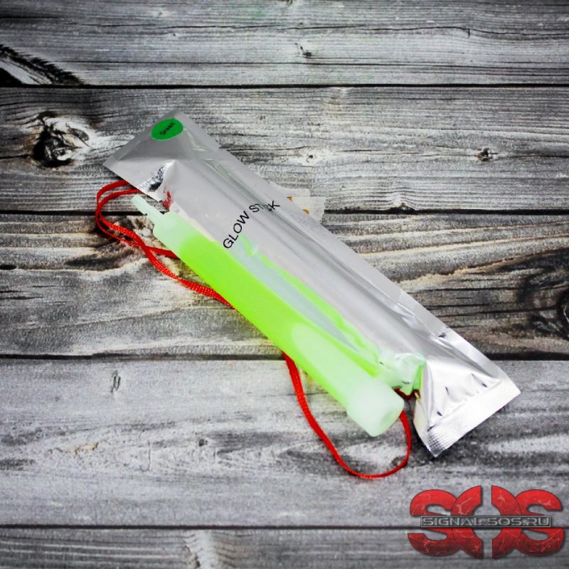 Светящиеся палочка «GLOW STICK» 15 см. зелёный (ХИС) в фольге